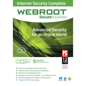 Webroot SecureAnywhere Internet Security 5 Devices 1 Year